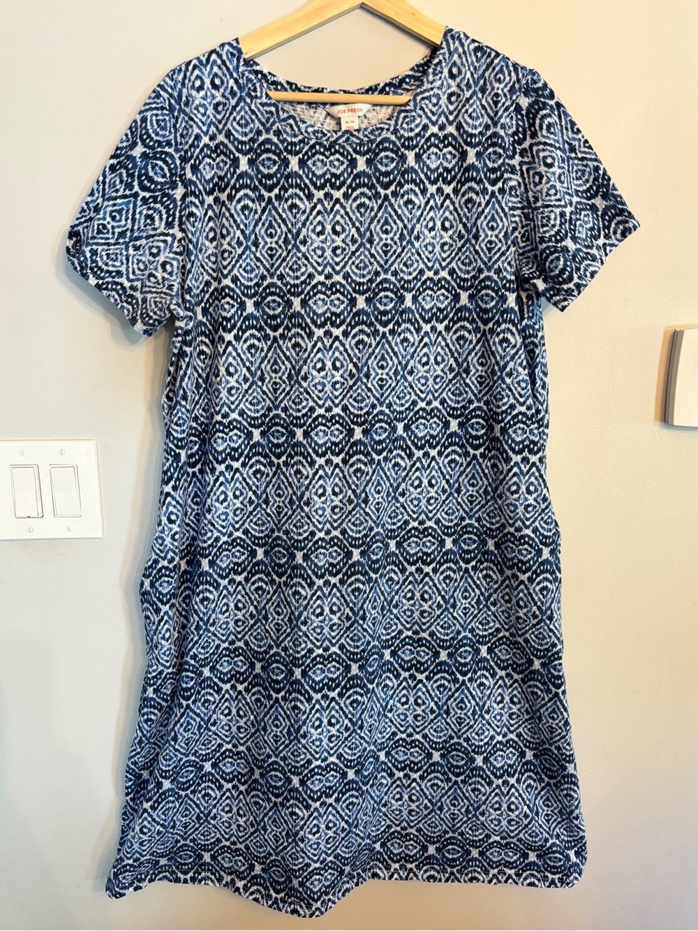 Joe Fresh Blue & White Midi Dress XL